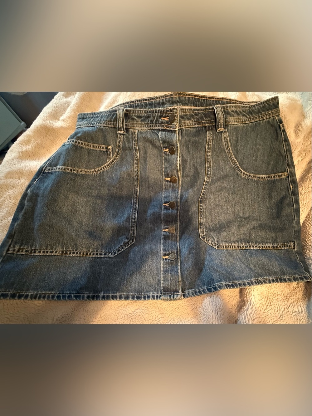 Old Navy Blue Denim Button-Front Mini Skirt